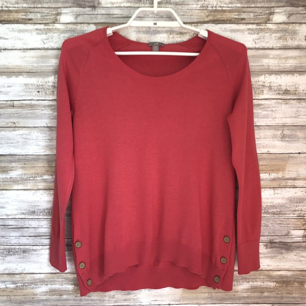 J. Jill Womens Sweater Sz XS Long Sleeve Salmon Soft Button Detail‎ Lightweight